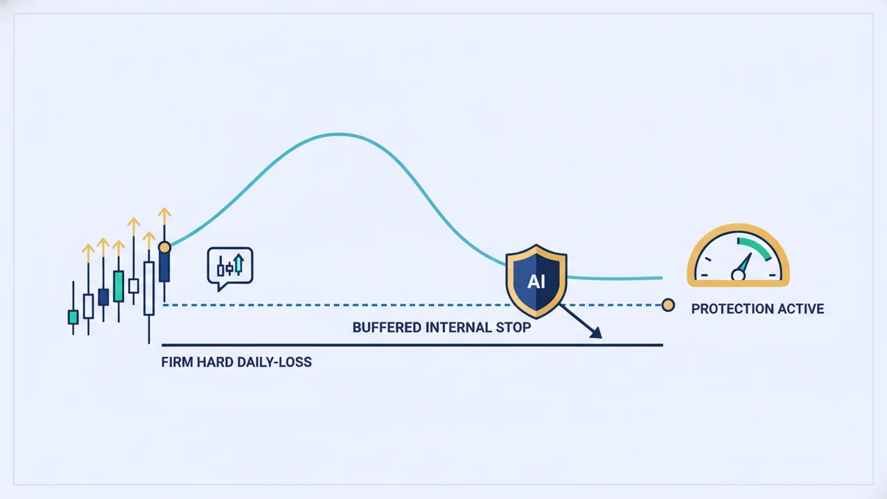 How a buffered daily-loss stop protects a funded account